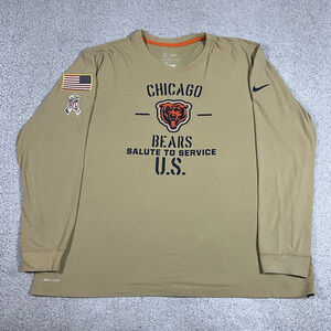Chicago Bears Salute To Service Shirt Mens 2XL Nike Dri-Fit Long Sleeve Football